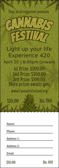 Cannabis Festival Raffle Ticket Product Front