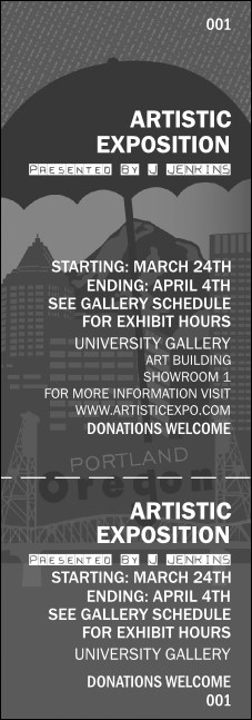 Portland General Admission Ticket (black and white) Product Front