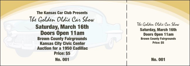 50s Classic Car Event Ticket Product Front