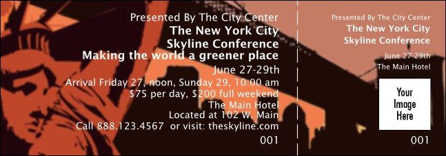 New York Red and Orange General Admission Ticket 001 Product Front