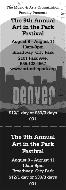 Denver Black and White General Admission Ticket Product Front