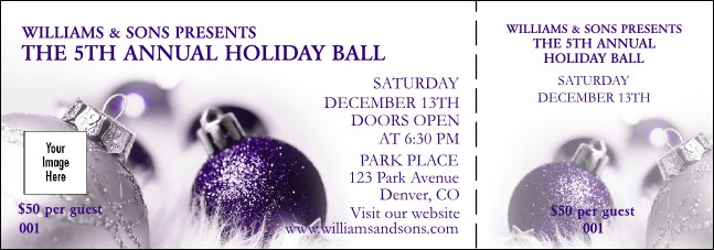 Christmas Ornament Purple Event Ticket