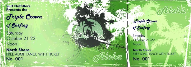 Aloha Event Ticket Product Front