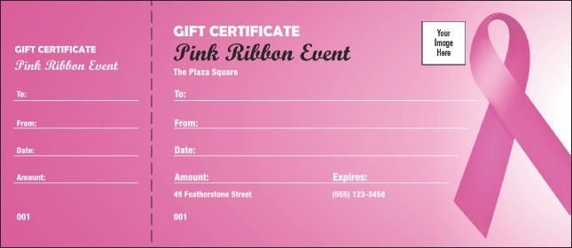 Pink Ribbon Gift Certificate Product Front