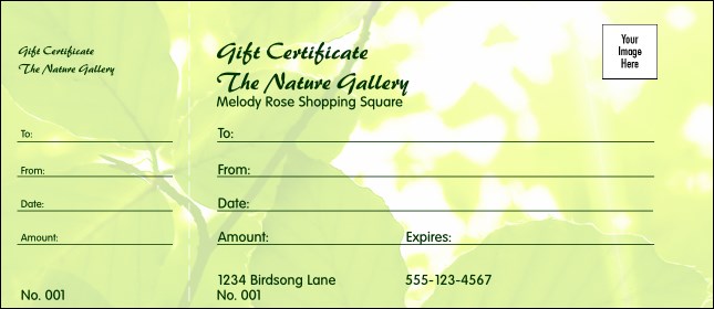 Nature Series - Green Leaves Gift Certificate