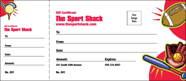 Sports Gift Certificate 002 Product Front