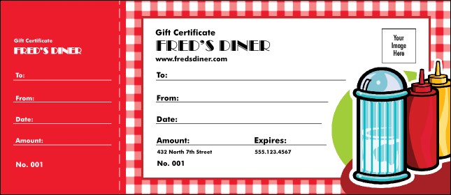 Diner Gift Certificate Product Front