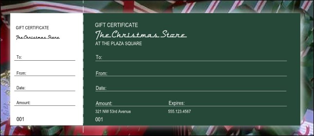 Present Gift Certificate with stub Product Front