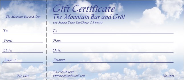 Blue Skies Certificate 002