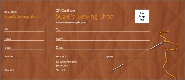 Quilt and Sewing Gift Certificate Product Front