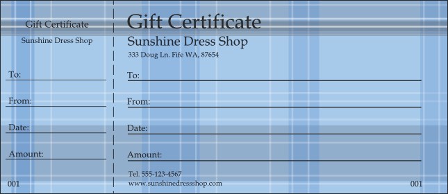 Plaid Gift Certificate