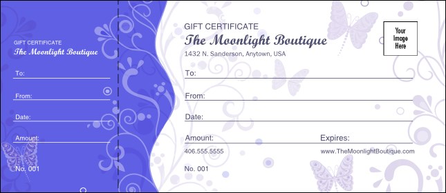 Butterfly Gift Certificate 002 Product Front