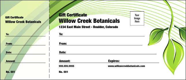 Green Leaf Gift Certificate 002