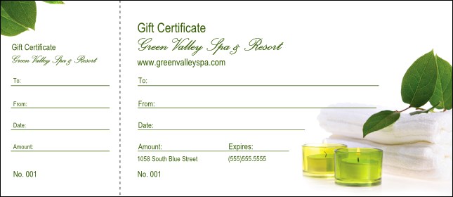 spa gift certificates