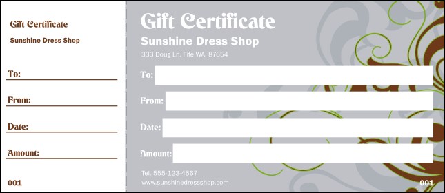 Swirls Gift Certificate