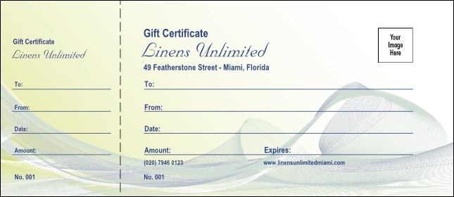 Elegant Linen Gift Certificate Product Front