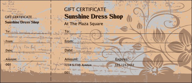 Mocha Grunge Gift Certificate Product Front