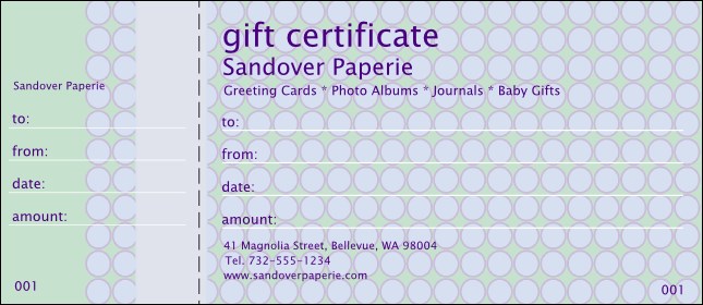 Polka Dots Gift Certificate