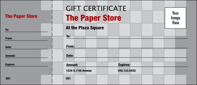 Gray Checkers Logo Gift Certificate Product Front