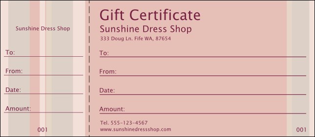 Pink Stripes Gift Certificate