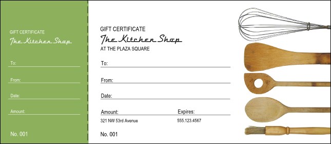 Kitchen Gift Certificate Product Front
