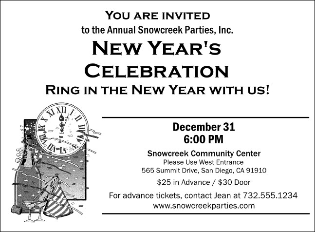 Black and White New Year's Invitation 001