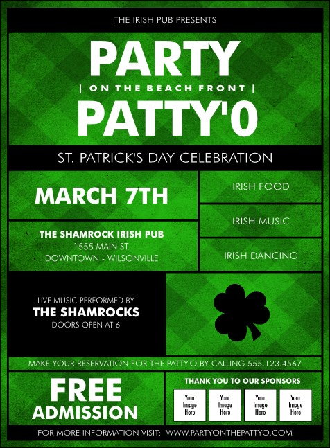 St. Patrick's Day Party Invitation with Green Clovers Online Poster A2  Template - VistaCreate