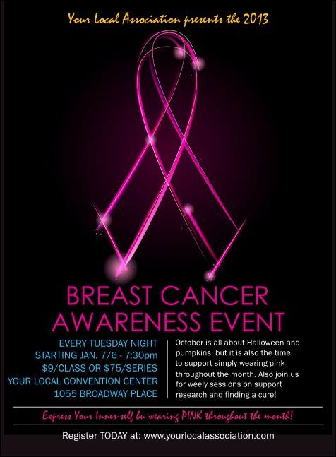 Breast Cancer Ribbon Sparkle Invitation