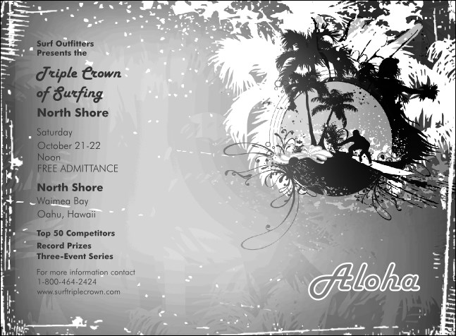 Aloha Invitation (black and white) Product Front