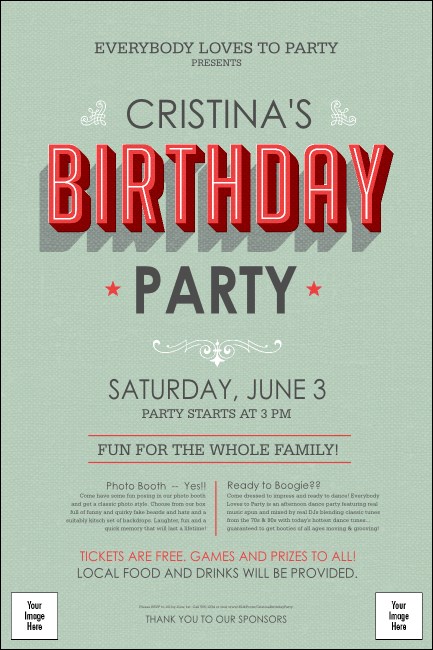 Birthday Party Green Poster Product Front