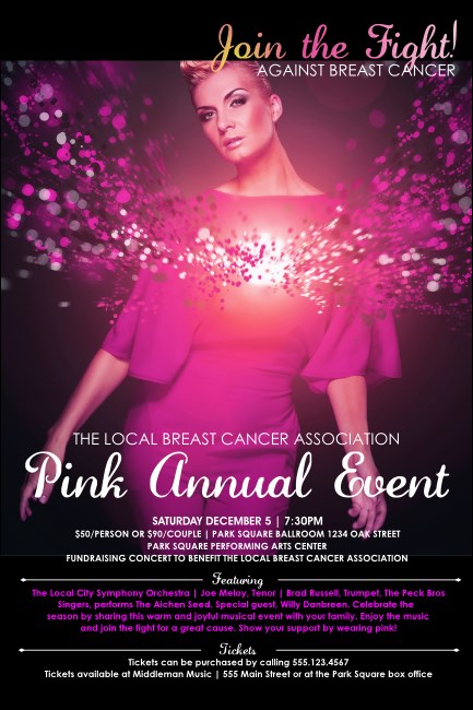 Breast Cancer Bokeh Poster Product Front