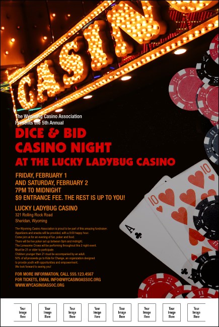 Casino Night Poster with Image Upload