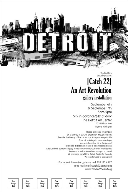 Detroit BW Poster with Image Upload Product Front
