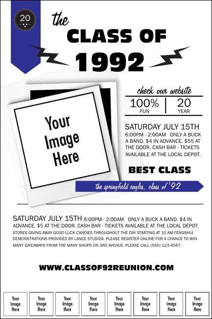 Class Reunion Mascot Blue Logo Poster