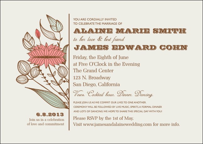 Wedding Flower Motif Postcard