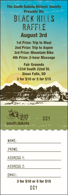 South Dakota Raffle Ticket