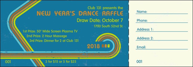 Retro Rainbow Raffle Ticket