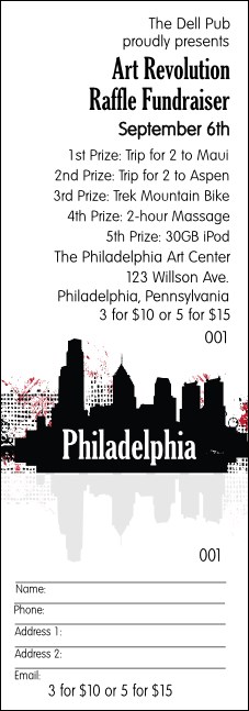 Philadelphia raffle ticket Product Front