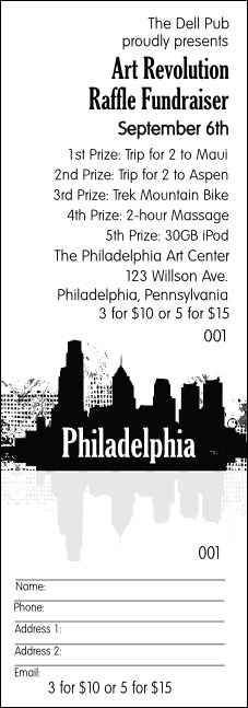 Philadelphia BW raffle ticket Product Front