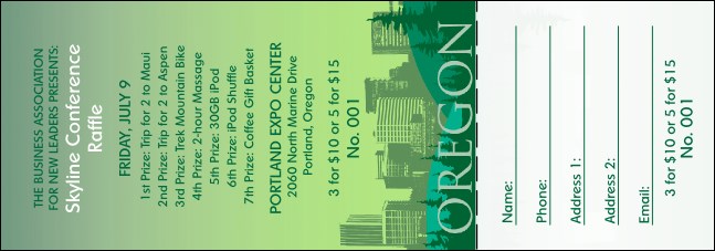 Oregon Raffle Ticket Product Front