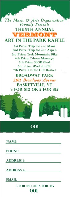 Vermont Raffle Ticket Product Front