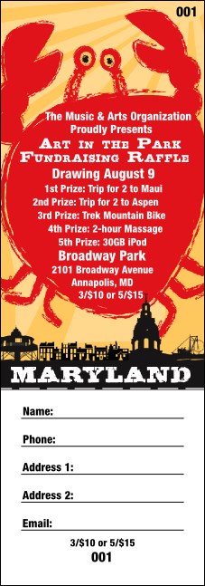 Maryland Raffle Ticket Product Front