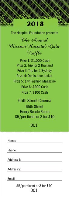 Year Gala Plaid Green Raffle Ticket Product Front