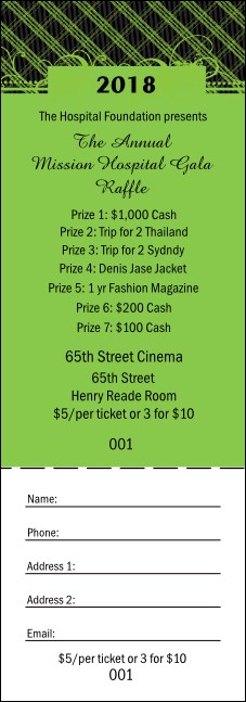 Year Gala Plaid Green Raffle Ticket