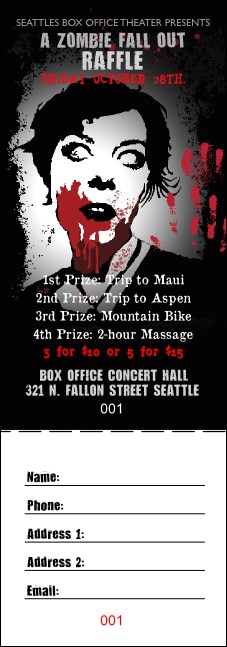 Zombie Woman Raffle Ticket