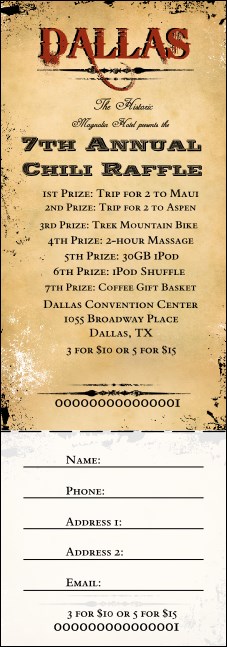 Dallas Western Raffle Ticket Product Front