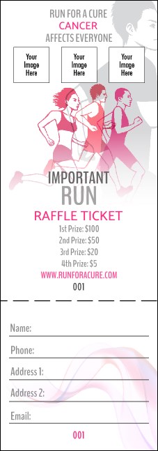 Run for a Cause Pink Raffle Ticket Product Front