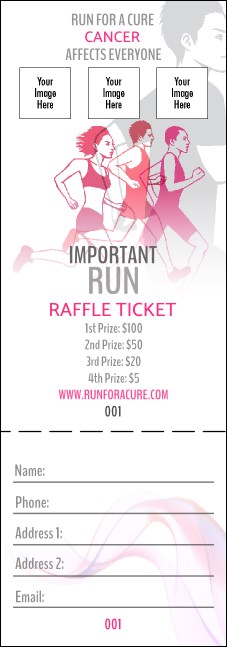 Run for a Cause Pink Raffle Ticket