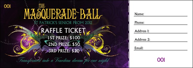 Masquerade Ball Raffle Ticket Product Front