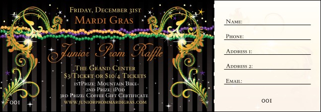 Mardi Gras Beads Raffle Ticket